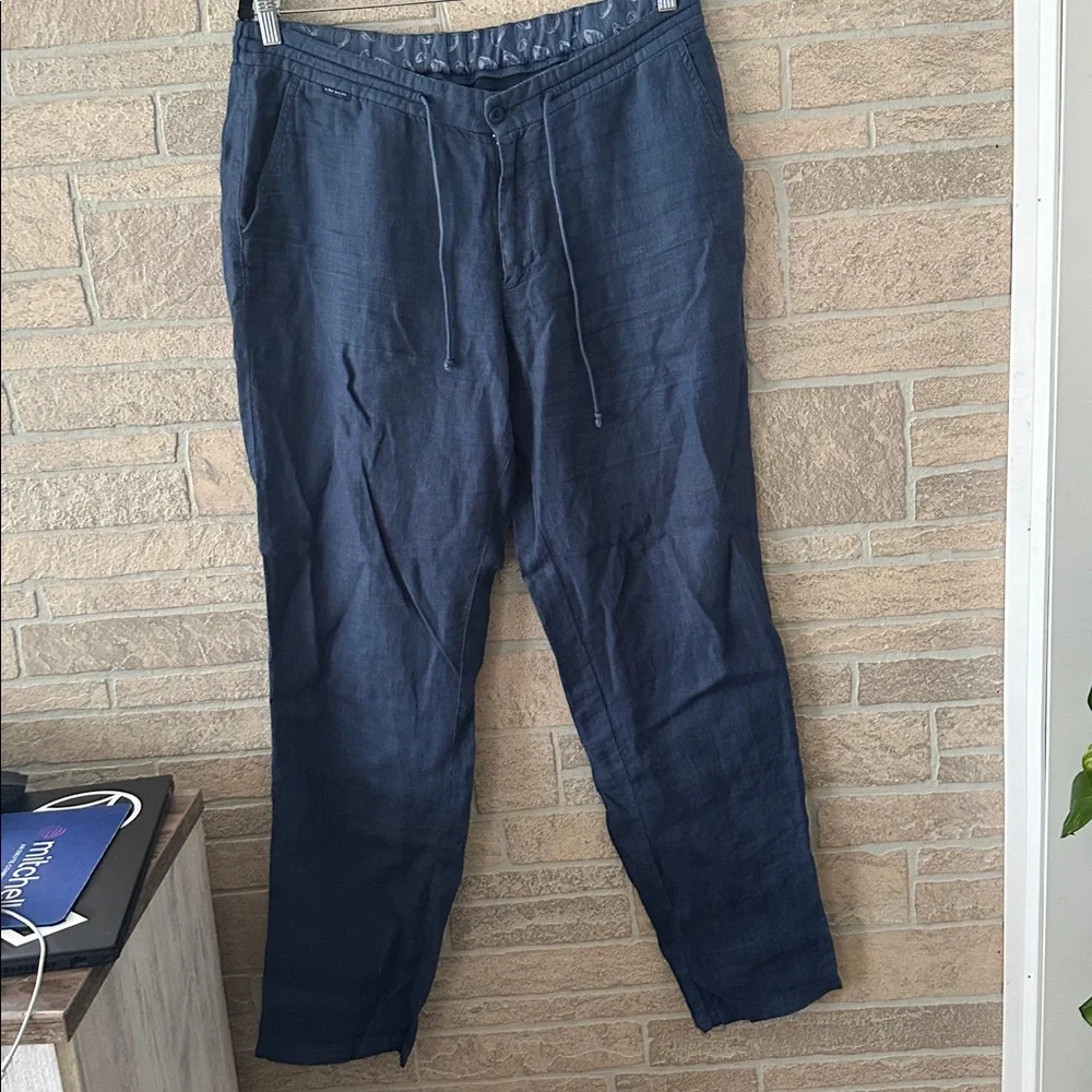 04651/ A Trip In A Bag Casual Pants Size 2XL US Navy Blue 100% Linen